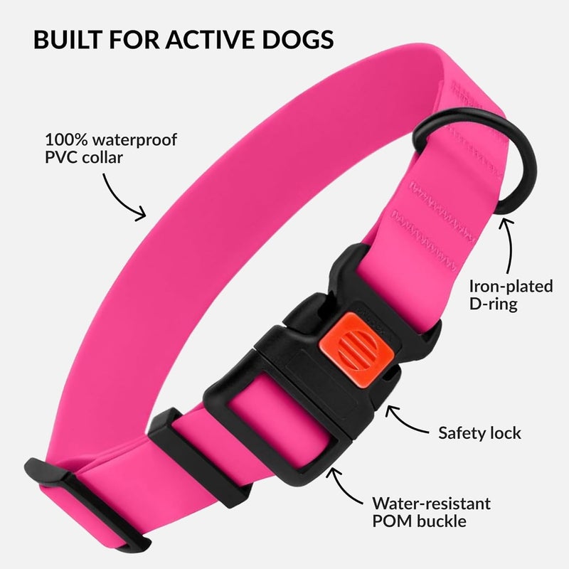 CollarDirect Waterproof Dog Collar - Silicone, Plastic Collar, Odor-Resistant, Easy to Clean, for Large, Medium, Small Dogs - Adjustable Collar with Breakaway Buckle (Neck Fit 14"-18", Pink) - Image 2